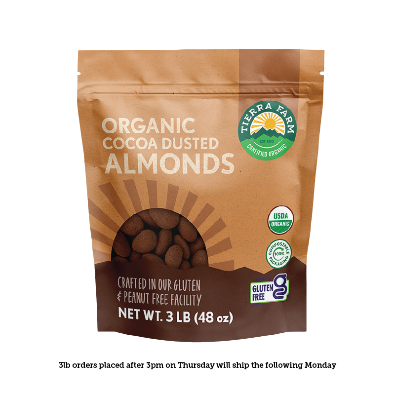 Organic Dark Cocoa Dusted Almonds Tierra Farm Certified Organic