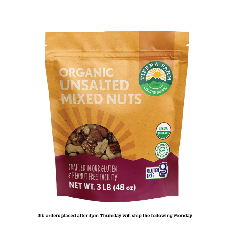 Organic Unsalted Mixed Nuts  Tierra Farm Certified Organic