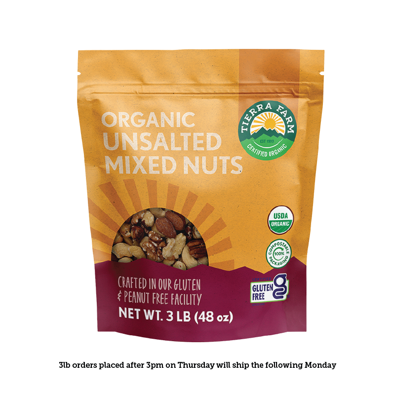 Organic Unsalted Mixed Nuts  Tierra Farm Certified Organic