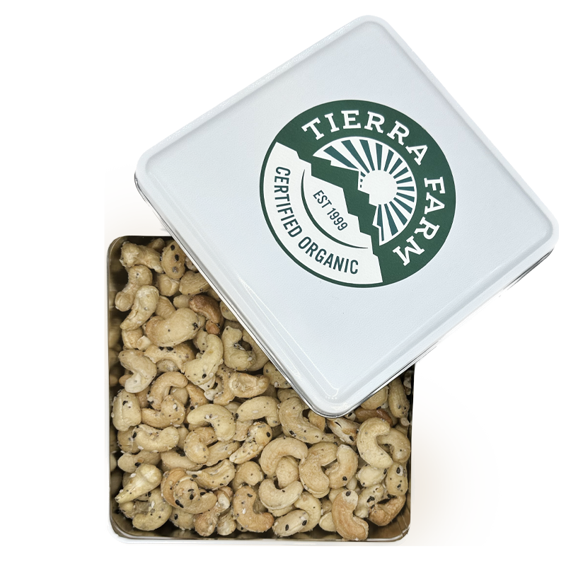 Gift Tin Organic Everything Bagel Cashews Tierra Farm